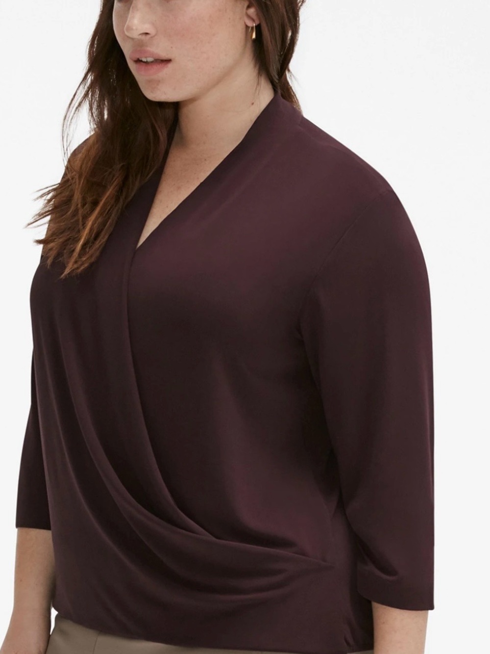 MM Lafleur Deneuve Draped V-Neck Blouse +2 faux wrap